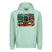 Seafoam merry christmas black angus cattle and farm Premium Hoodie - RanaPortraitStore