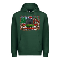 Sports Green merry christmas black angus cattle and farm Premium Hoodie - RanaPortraitStore
