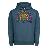 Pigment Midnight Navy mardi gras rainbow and fleur de lis Urban Hoodie - RanaPortraitStore