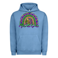 Pigment Pebble Blue mardi gras rainbow and fleur de lis Urban Hoodie - RanaPortraitStore