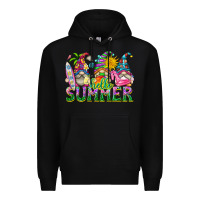 Black hello summer gnome Premium Hoodie - texasbilliewilder