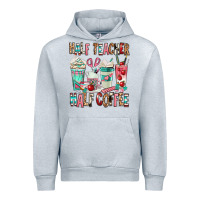Heather Grey half teacher half coffee Urban Hoodie - texasbilliewilder