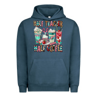 Pigment Midnight Navy half teacher half coffee Urban Hoodie - texasbilliewilder