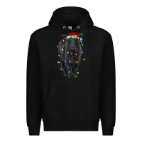 Black christmas black angus cattle with lights Premium Hoodie - RanaPortraitStore