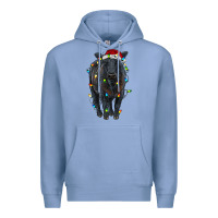 Colony Blue christmas black angus cattle with lights Premium Hoodie - RanaPortraitStore