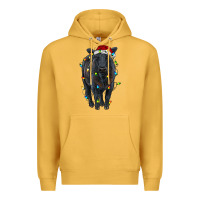 Mustard christmas black angus cattle with lights Premium Hoodie - RanaPortraitStore