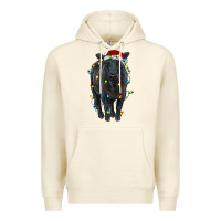 Sandshell christmas black angus cattle with lights Premium Hoodie - RanaPortraitStore