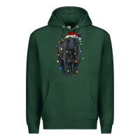 Sports Green christmas black angus cattle with lights Premium Hoodie - RanaPortraitStore