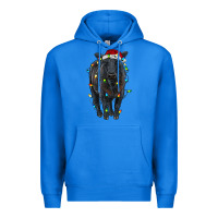 True Royal christmas black angus cattle with lights Premium Hoodie - RanaPortraitStore
