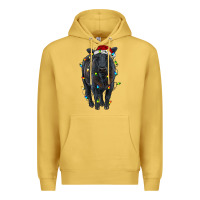 Antique Gold christmas black angus cattle with lights Premium Hoodie - RanaPortraitStore