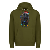 Army Green christmas black angus cattle with lights Premium Hoodie - RanaPortraitStore