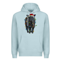 Blue Mist christmas black angus cattle with lights Premium Hoodie - RanaPortraitStore