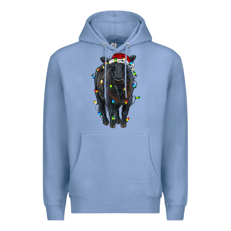 Christmas Black Angus Cattle With Lights Premium Hoodie by RanaPortraitStore | Teevron