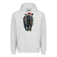 Dove Grey christmas black angus cattle with lights Premium Hoodie - RanaPortraitStore
