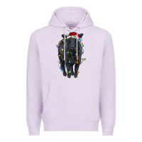 Lilac christmas black angus cattle with lights Premium Hoodie - RanaPortraitStore