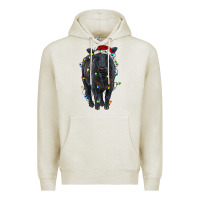Oatmeal Heather christmas black angus cattle with lights Premium Hoodie - RanaPortraitStore