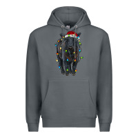 Rock christmas black angus cattle with lights Premium Hoodie - RanaPortraitStore