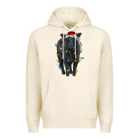 Tofu christmas black angus cattle with lights Premium Hoodie - RanaPortraitStore