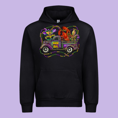 Mardi Gras Truck With Mask Fleur De Lis And Crawfish Urban Hoodie Designed By Ranaportraitstore
