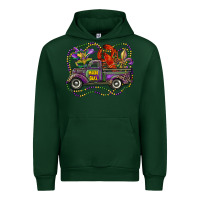 Forest Green mardi gras truck with mask fleur de lis and crawfish Urban Hoodie - RanaPortraitStore