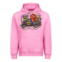 Fuchsia Pink mardi gras truck with mask fleur de lis and crawfish Urban Hoodie - RanaPortraitStore