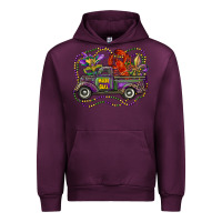 Mauve Wine mardi gras truck with mask fleur de lis and crawfish Urban Hoodie - RanaPortraitStore