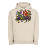 Pigment French Oak mardi gras truck with mask fleur de lis and crawfish Urban Hoodie - RanaPortraitStore