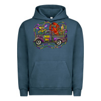 Pigment Midnight Navy mardi gras truck with mask fleur de lis and crawfish Urban Hoodie - RanaPortraitStore