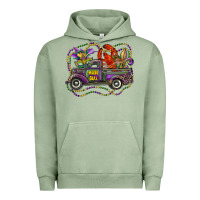 Pigment Oil Green mardi gras truck with mask fleur de lis and crawfish Urban Hoodie - RanaPortraitStore