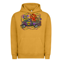 Pigment Peanut Butter mardi gras truck with mask fleur de lis and crawfish Urban Hoodie - RanaPortraitStore