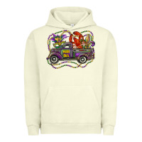 Pigment Pistachio mardi gras truck with mask fleur de lis and crawfish Urban Hoodie - RanaPortraitStore