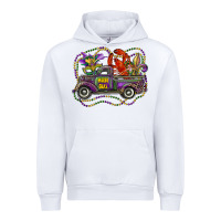 White mardi gras truck with mask fleur de lis and crawfish Urban Hoodie - RanaPortraitStore
