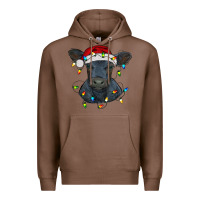Chestnut christmas baby black angus calf with lights Premium Hoodie - RanaPortraitStore