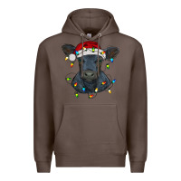 Coffee christmas baby black angus calf with lights Premium Hoodie - RanaPortraitStore