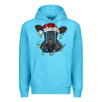 Ocean Blue christmas baby black angus calf with lights Premium Hoodie - RanaPortraitStore