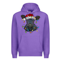 Purple christmas baby black angus calf with lights Premium Hoodie - RanaPortraitStore
