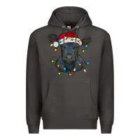 Christmas Baby Black Angus Calf With Lights Premium Hoodie | Teevron