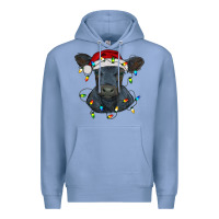 Colony Blue christmas baby black angus calf with lights Premium Hoodie - RanaPortraitStore