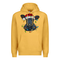 Mustard christmas baby black angus calf with lights Premium Hoodie - RanaPortraitStore