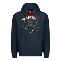 Navy christmas baby black angus calf with lights Premium Hoodie - RanaPortraitStore