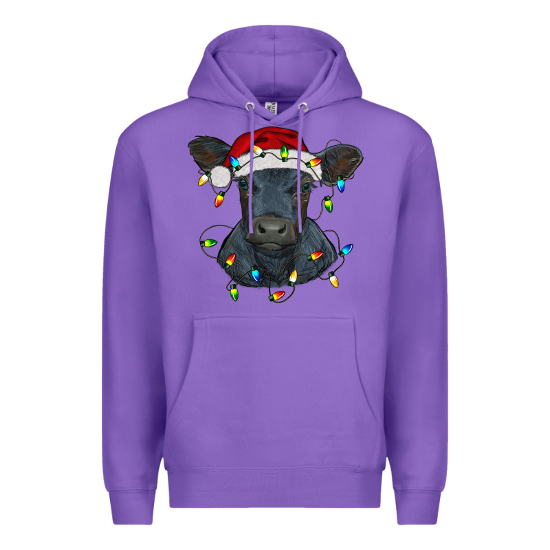Christmas Baby Black Angus Calf With Lights Premium Hoodie by RanaPortraitStore | Teevron