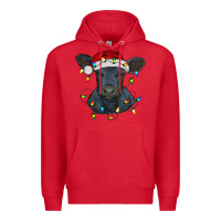 Red christmas baby black angus calf with lights Premium Hoodie - RanaPortraitStore