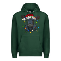 Sports Green christmas baby black angus calf with lights Premium Hoodie - RanaPortraitStore