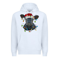 White christmas baby black angus calf with lights Premium Hoodie - RanaPortraitStore