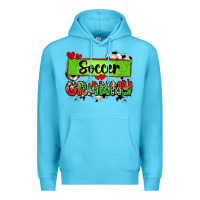 Ocean Blue soccer granny with leopard Premium Hoodie - Zillion Design Studio