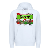 White soccer granny with leopard Premium Hoodie - Zillion Design Studio