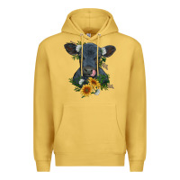 Antique Gold baby cow black angus calf with flowers Premium Hoodie - RanaPortraitStore