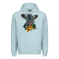 Blue Mist baby cow black angus calf with flowers Premium Hoodie - RanaPortraitStore