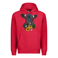 Cardinal baby cow black angus calf with flowers Premium Hoodie - RanaPortraitStore