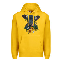 Lemon baby cow black angus calf with flowers Premium Hoodie - RanaPortraitStore